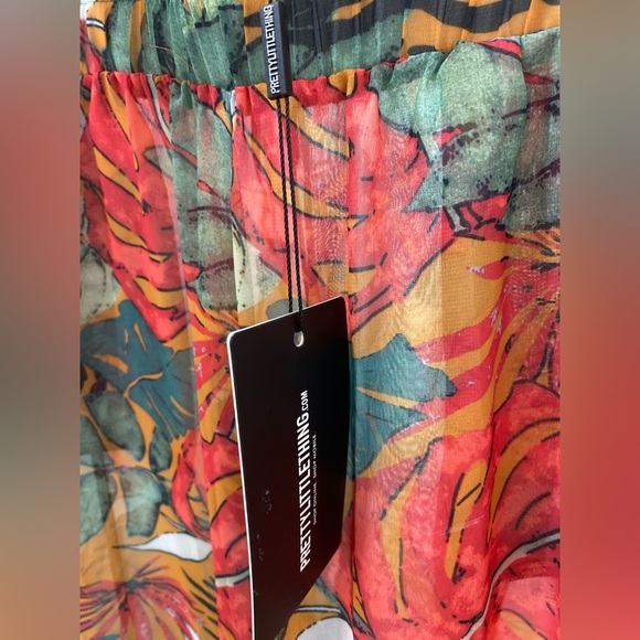 ❤️❤️NWT PrettyLittleThing Wide Leg Multicolor Palm Leaf Tropical Swim Coverup - Picture 7 of 11